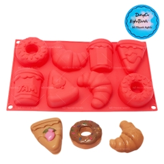 Khuôn Silicon - Bánh Donut Sừng Bò Phô Mai 8c