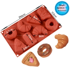 Khuôn Silicon - Bánh Donut Sừng Bò Phô Mai 8c