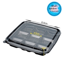 Hộp Nhựa - Vuông 9 Ngăn JHL999 - 21x21x5cm Đế đen
