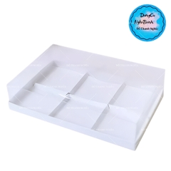 Hộp Nhựa - Vuông Đế Giấy - 6 Ngăn 9x9cm Cao 8cm