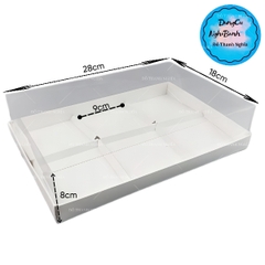 Hộp Nhựa - Vuông Đế Giấy - 6 Ngăn 9x9cm Cao 8cm