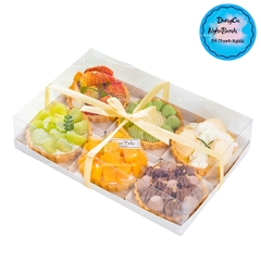 Hộp Nhựa - Vuông Đế Giấy - 6 Ngăn 9x9cm Cao 8cm