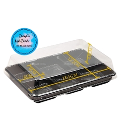 Hộp Nhựa - Chữ Nhật - Đen 6 Ngăn 6x6cm