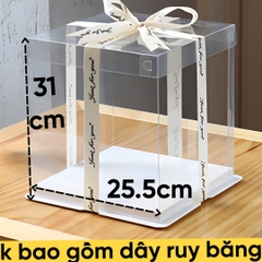 Hộp Nhựa Mika - Vuông Đế Giấy - 26x26cm Cao 31cm