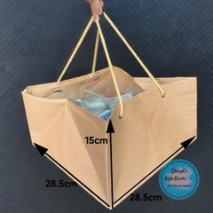 Túi Giấy - Quai Xách - Vuông 28.5x28.5cm Cao 15cm Kraft Nâu
