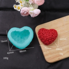 Khuôn Silicon - Trái Tim Kiểu - Trái Tim Hoa 7.2cm