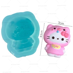 Khuôn Silicon - Mèo Kitty - Mèo Con Hình Heo Yếm Vàng  6cm