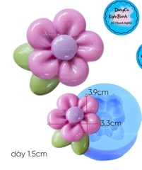 Khuôn Silicon - Hoa Mai Đào 5 cánh tròn kèm lá 3.5x3cm
