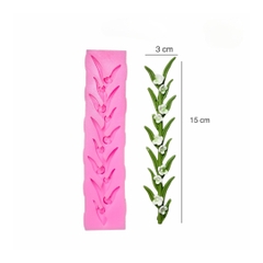 Khuôn Silicon - Lá Bụi Cỏ Viền - Viền Cỏ Dài Kèm Hoa 15cm