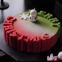 Khuôn Silicon - Đế Hình Tròn Merry Christmas 14cm