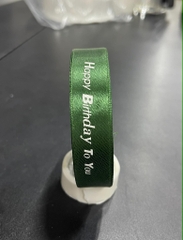 Ruy Băng Trang Trí - 2cm Chữ HPBD - Xanh Rêu
