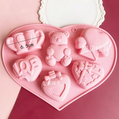 Khuôn Silicon - Động Vật - Vĩ Gấu Tim Love 6C