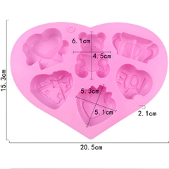 Khuôn Silicon - Động Vật - Vĩ Gấu Tim Love 6C