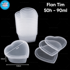 Hộp Nhựa - Tim Bánh Flan 90ml - Set 50