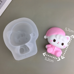 Khuôn Silicon - Mèo Kitty - Mèo Con Mặc Đồ Ngủ 5cm