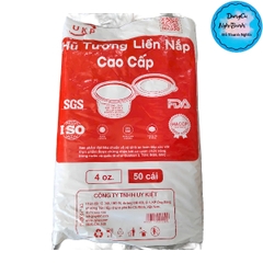 Hộp Nhựa Nắp Gập - Tròn - Chịu nhiệt - 120ml Nắp Liền - Set 50 Ly