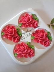Khuôn Silicon - Hoa Hồng Nở - 6.3x4.8cm - Ép Hồng Kèm Lá