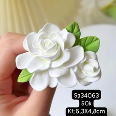 Khuôn Silicon - Hoa Hồng Nở - 6.3x4.8cm - Ép Hồng Kèm Lá