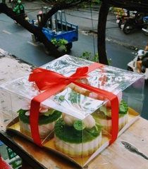 Hộp Nhựa - Vuông Đế Giấy - 4 Ngăn 10x10cm Cao 10cm