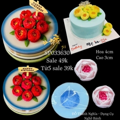 Khuôn Silicon - Hoa Hồng Lai - Nhụy Hàn Quốc - 4cm