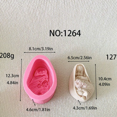 Khuôn Silicon - Em Bé - Bé Nằm Hoa Hồng 10.4cm