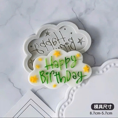 Khuôn Silicon - Chữ Happy - Nghiêng Kèm Sao Mây