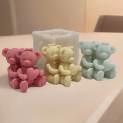 Khuôn Silicon - Động Vật - Gấu Ngồi Cặp 2c Trái Tim