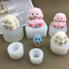 Khuôn Silicon Động Vật Con Gấu Tim 5.9cm