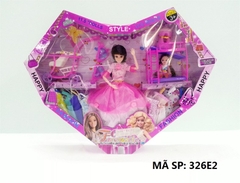 326E2 HỘP BABY 2C +8 ÁO+GIƯỜNG, XE ĐẨY, MẮT KIẾNG, KẸP BƯỚM, BÌNH SỮA, MẮT THỦY TINH (1C LỚN, 1C NHÍ) KHỚP