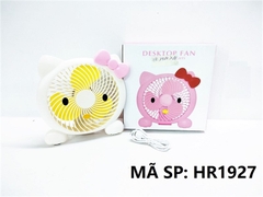 HR1927 HỘP QUẠT BÀN PIN MÈO KITTY ĐÈN + SẠC USB (1 PIN)