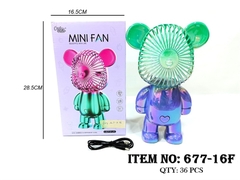 677-16F HỘP QUẠT BÀN PIN GẤU BEARBRICK + SẠC USB