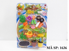 1636 VỈ TRỒNG CÂY, LÀM VƯỜN, 3 CHẬU BÔNG, BÌNH TƯỚI, CÀ RỐT, BÔNG SEN, GIÁ, XÚC, KÉO