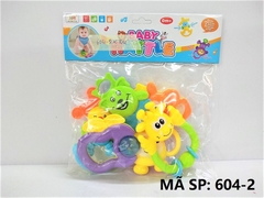 604-2 TÚI LẮC TREO NÔI 6 MÓN (HƯƠU, GẤU, CHÚ HỀ) Baby Rattle (PVC)