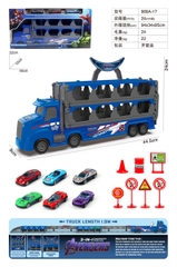 868A-17 HỘP XE CONTAINER SẮT DÀI TRỚN CÓ BỆ PHÓNG + 6C XE HƠI SẮT