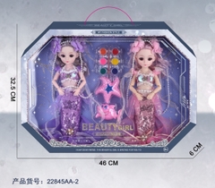 22845AA-2  HỘP BABY 2C NGƯỜI CÁ KHỚP, MẮT THỦY TINH + MÀU NƯỚC, SAO BIỂN