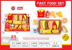 23-22  HỘP BẾP THỨC ĂN NHANH, KHOAI TÂY, KEM, HAMBUGER, BÁNH DONUT