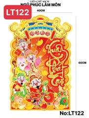 LT122 LIỄN DÁN CHỮ 60CM : NGŨ PHÚC LÂM MÔN