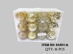 24801A  HỘP 12 QUẢ CHÂU VÀNG TRANG TRÍ CÂY THÔNG NOEL ĐỦ MẪU