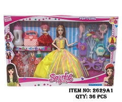 2629A1  HỘP BABY 2C KHỚP + BÌNH SỮA + MẮT KIẾNG + LƯỢC + 5 ÁO + ĐIỆN THOẠI + GIỎ XÁCH + GƯƠNG (1C LỚN + 1C NHÍ)