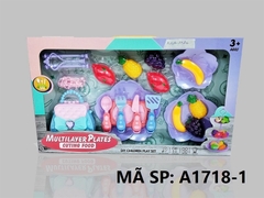 A1718-1 HỘP BẾP DÍNH TRÁI CÂY, DĨA 3 TẦNG, DAO, TÚI XÁCH