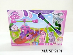 2191 HỘP ĐƯỜNG RAY CẦU VỒNG PIN + CHÂU XOAY+ MÁY BAY + 2C NGỰA PONY
