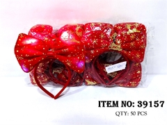 39157F  TÚI 2C CÀI TÓC NƠ CHỮ MARRY CHRISTMAS ĐÈN