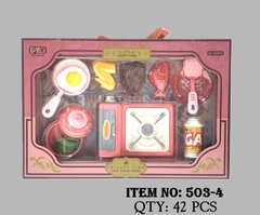 503-4 HỘP BẾP GAS ĐƠN, CHẢO, THỊT BÒ, CÁ, BÌNH GAS