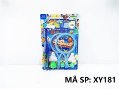 XY181 VỈ BÓNG CHÀY 1C 3 BANH + VỢT CẦU LÔNG 2C