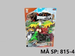 815-4 VỈ THÚ KHỦNG LONG 5C (3 VỪA, 2 NHỎ), Ổ TRỨNG, LÂU ĐÀI ĐÁ, CÂY