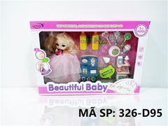 326-D95 HỘP BABY 1C KHỚP MẮT THỦY TINH + TỦ LẠNH, KEM, KẸO, NƯỚC ÉP Beautiful Baby 326-D9