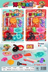 13038 VỈ BẾP GAS, CHẢO, VỊT QUAY, GÀ QUAY, CÀ TÍM, MUỖNG, DAO, THỚT