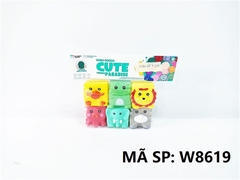 W8619 TÚI CHÍT THÚ 6C VUÔNG THẢ NƯỚC ĐỦ MẪU (VỊT, VOI, SỬ TỬ, BẠCH TUỘT, BÒ, ẾCH) (PVC) Cute Paradise