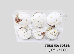 50868  HỘP 6 QUẢ CHÂU TRẮNG TRANG TRÍ CÂY THÔNG NOEL ĐỦ MÀU