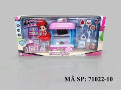 71022-10 HỘP BẾP XE ĐẨY KEM PIN + BÀN+ GHẾ+ DÙ+ 1C BABY NƠ